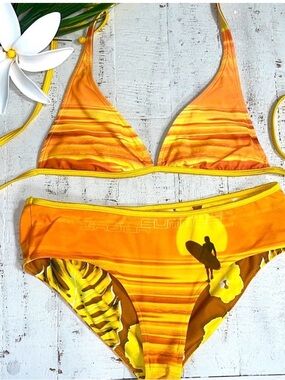 Vintage Y2K Aaron Chang Reversible Indian Summer Tropical Bikini